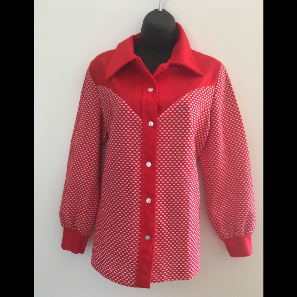 VTG Double knit Handmade  Dagger Collar Buttondown
